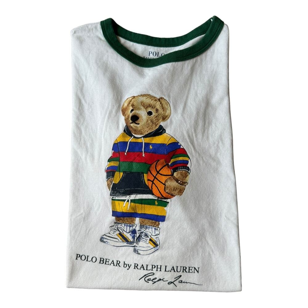 Ralph Lauren Polo Bear T-Shirt Youth L (14–16) 2010s White Ringer Tee - Picture 6 of 7